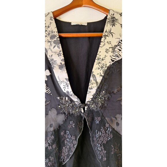 SPENCER ALEXIS Floral Lace Silk Blend Cardigan Blouse XL Bejeweled Glam Regency - Picture 7 of 9